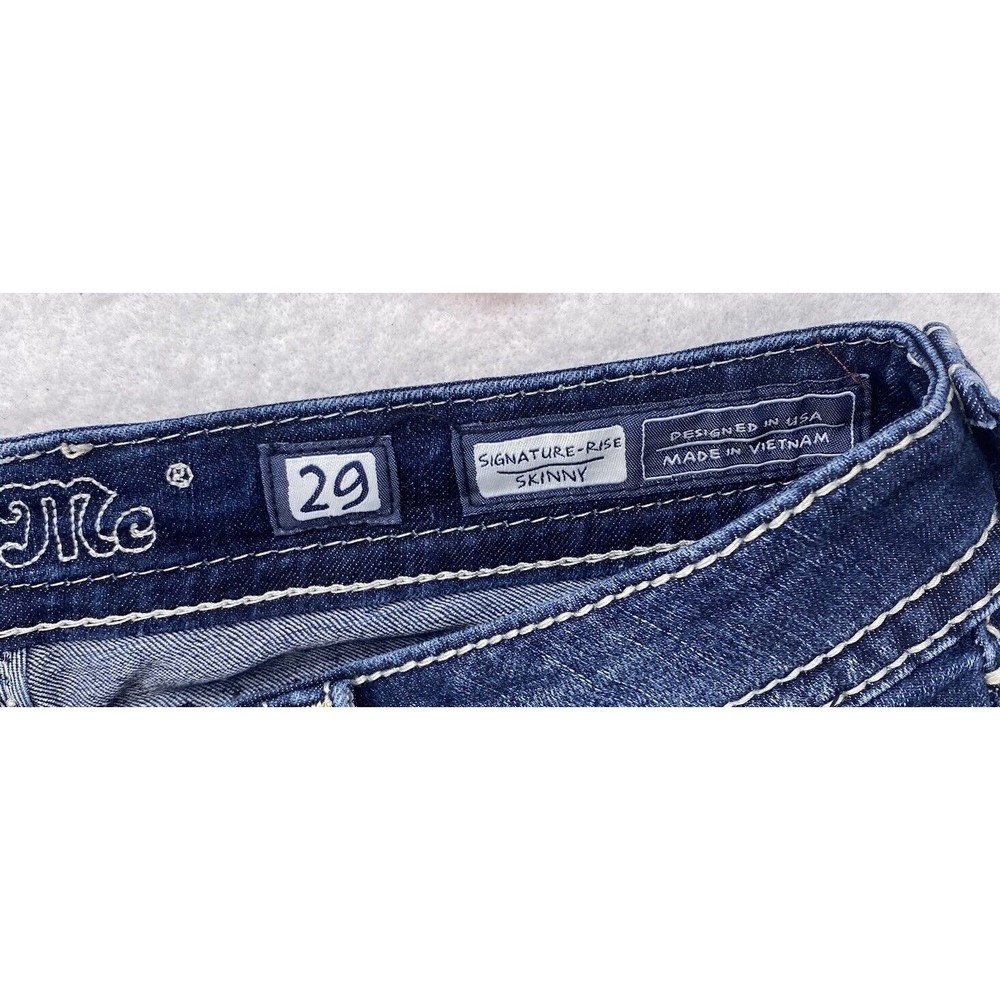 Miss Me Womens  Signature Rise Skinny Jeans Embellished Pockets Blue Size 29 - Picture 12 of 16